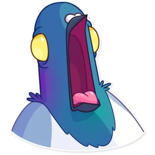 😨 6ae45768 鸟, 鸽子, 卡通, 尖叫, 张嘴, 震惊, 表情符号 whatsapp sticker
