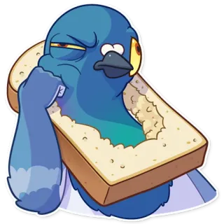 🤨 7178dd42 鸽子, 鸟, 面包, 吐司, 卡通, 搞笑 whatsapp sticker