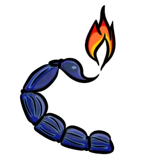 🦂 71adf6a9 蝎子, 火, 火焰, 动物, 昆虫, 卡通 telegram sticker
