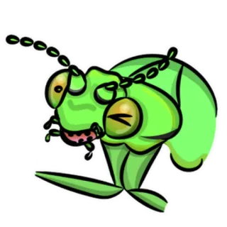 😉 ffda9305 蚱蜢, 昆虫, 卡通, 绿色, 虫子 telegram sticker