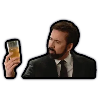 🧐 846cf81a Nicolas Cage 배우, 남자, 유리잔, 음료 telegram sticker