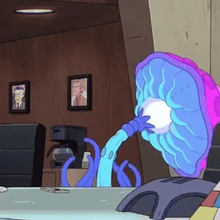 😵 5fc7a2b2 릭 앤 모티, 버섯, 사무실, 만화 telegram sticker