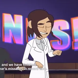 🥰 af19c841 and we have finished
ear's missions in record time. 만화, 여자, 과학자, 연구복, 텍스트 telegram sticker