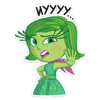 🙅‍♀️ ef0bc5af Disgust Inside Out NUUUU... Jijik, Inside Out, Kartun, Emosi, Animasi, Karakter telegram sticker