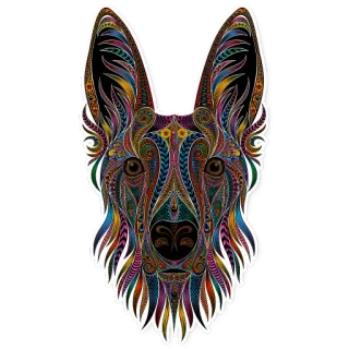 ❤️ 4a7faf0f pies, zwierzę, kolorowy, naklejka, wzór, owczarek niemiecki, zwierzę domowe telegram sticker