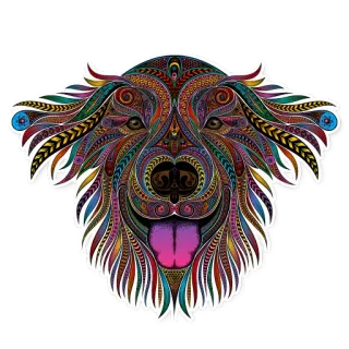 🐕 63084840 pies, naklejka, sztuka, zwierzę, mandala, kolorowy telegram sticker