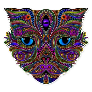 🐈 673d0726 kot, psychodeliczny, kolorowy, zwierzę, naklejka, sztuka, abstrakcyjny telegram sticker