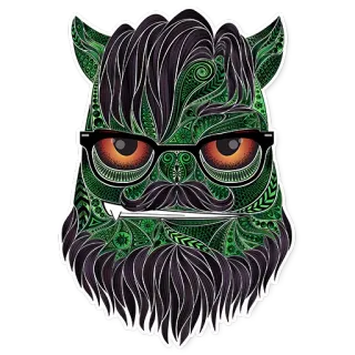 🐲 f805eb13 potwór, zielony, okulary, broda, sztuka telegram sticker