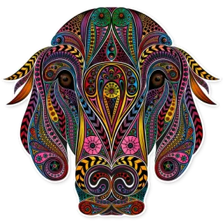 🦮 ff15ef09 pies, zwierzę, naklejka, kolorowy, wzorzysty, psychodeliczny telegram sticker