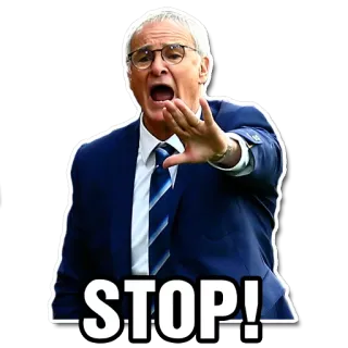 😱 d06ae484 STOP! Berhenti, Pria, Gerakan, Pelatih, Sepak bola, Sepak bola, Peringatan telegram sticker