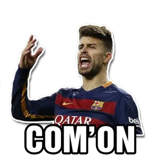 😤 f0cbb04c COM'ON sepak bola, sepak bola, olahraga, semangat, Barcelona, Piqué telegram sticker
