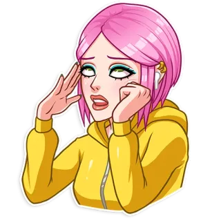 🤦‍♀️ aac363ee ผู้หญิง, ผมสีชมพู, การ์ตูน, สติกเกอร์, ภาพเหมือน telegram sticker