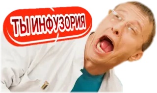 😤 069fb2af ТЫ ИНФУЗОРИЯ 表情包, 俄语, 侮辱 telegram sticker