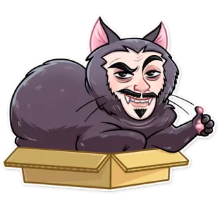 👍 1012b113 แมว, กล่อง, การ์ตูน, สัตว์, สัตว์เลี้ยง, ตลก telegram sticker