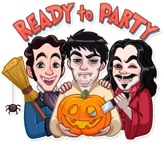 🎃 35745739 READY to PARTY ฮาโลวีน, แวมไพร์, ฟักทอง, ปาร์ตี้, ชุด telegram sticker