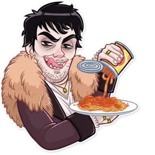 🤤 d4a72839 การ์ตูน, ผู้ชาย, สปาเก็ตตี้, อาหาร, กิน telegram sticker