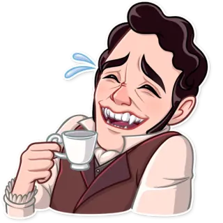 😂 ea46938b แวมไพร์, หัวเราะ, ชา, ตลก, การ์ตูน telegram sticker