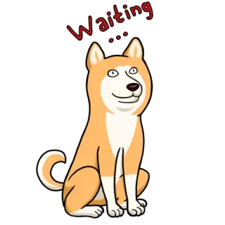 ⌚ 27c1e034 Waiting... Hund, Shiba Inu, wartend, Tier, Cartoon, Meme telegram sticker