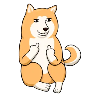 👆 4cd93367 Hund, Stinkefinger, beleidigend, unhöflich, Shiba Inu, Cartoon telegram sticker