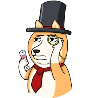 🎩 ceaae9c5 Doge, Hund, Monokel, Weinglas, Zylinder, Krawatte telegram sticker