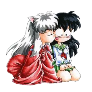 😘 5217b79b Inuyasha อนิเมะ, การ์ตูน, จูบ, คู่รัก, น่ารัก telegram sticker