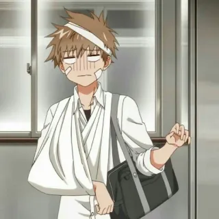 🔰 0a6a5820 アニメ, 負傷, 包帯, アニメキャラクター, 病院, アームスリング, 怪我 telegram sticker