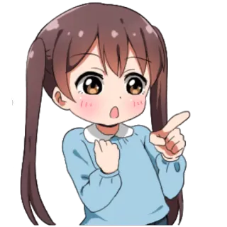 👉 91798e30 Аниме, Девушка, Милая, Мультфильм, Указывает, Весёлый whatsapp sticker