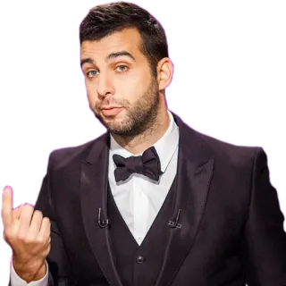 👆 3ba7fdc5 hombre, dedo corazón, traje, pajarita, gesto, retrato whatsapp sticker