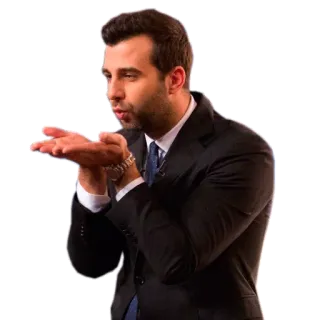 😘 89a909a9 hombre, traje, beso, beso volado, gesto whatsapp sticker