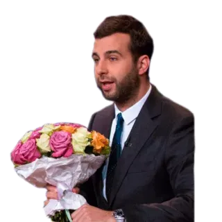 💐 b6d3a0b2 hombre, flores, ramo, traje whatsapp sticker