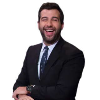 😄 b7ac2d68 hombre, traje, corbata, riendo, retrato whatsapp sticker