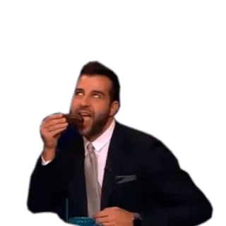 🍫 d85543f3 hombre, comiendo, tarta, divertido, traje whatsapp sticker