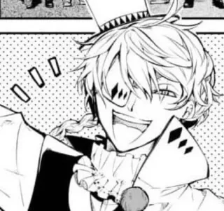 😂 6e0f6d0d Nikolai Gogol Bungou Stray Dogs Аниме, Манга, Клоун, Злодей, Ухмылка whatsapp sticker