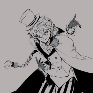 ✋ 9586df74 Аниме, Манга, Персонаж, Клоун, Перчатки, Цилиндр, Плащ whatsapp sticker