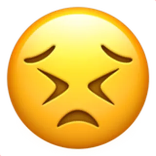 😣 00566a86 emoji, triste, contrarié, jaune, visage whatsapp sticker