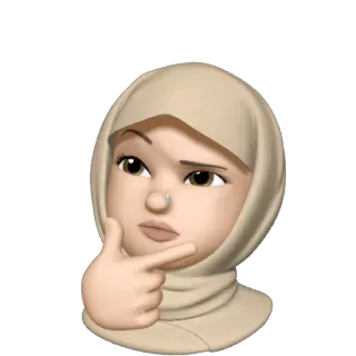 🤔 322360af suy nghĩ, biểu tượng cảm xúc, phụ nữ, hijab, phim hoạt hình telegram sticker
