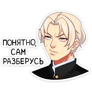 😕 730b6597 ПОНЯТНО, САМ РАЗБЕРУСЬ Anime, Charakter, Ernst, Russisch, Text whatsapp sticker
