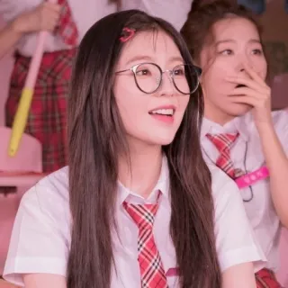 🩰 5f472522 fille, uniforme scolaire, coréen, lunettes, mignon telegram sticker