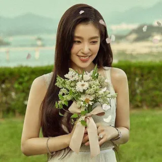 📚 c37586b7 Frau, Blume, Strauß, Hochzeit, Lächeln, Kleid, Zeremonie, Natur telegram sticker