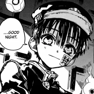 ✨ eb828c77 ...GOOD NIGHT. Anime, Manga, Bonne nuit, Personnage, Noir et blanc, Illustration telegram sticker