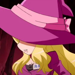 🌙 30c8007c 鳥羽 Anime, Bruxa, Chapéu, Cabelo loiro, Magia telegram sticker