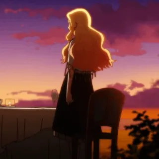 🌙 e545cb96 Anime, Pôr do sol, Mulher, Silhueta, Romântico telegram sticker