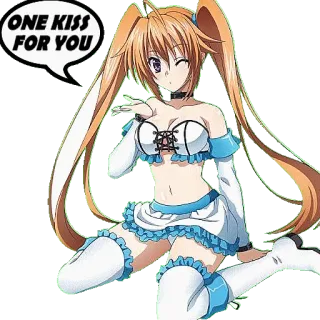 😘 935ff96c ONE KISS FOR YOU аниме, девушка, поцелуй, милый, мультфильм telegram sticker