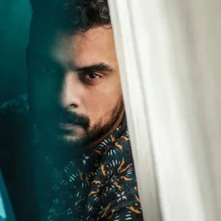 😱 f080d112 man, portrait, indoor, light, person, curtain telegram sticker