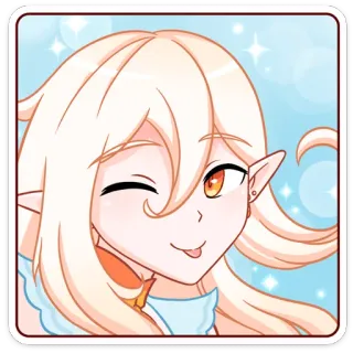 😉 4353ea83 Anime, Elf, Cartoon, Personage, Schattig, Meisje, Knipogen, Glimlach telegram sticker