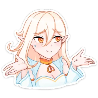 🤷 6a138848 Anime, Elf, Meisje, Schouderophalen, Cartoon, Leuk, Expressie telegram sticker