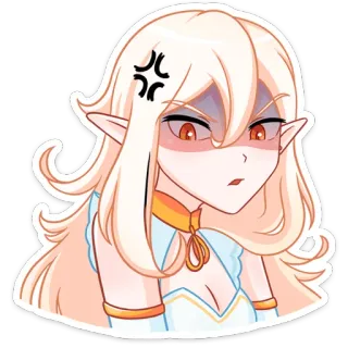 😒 986f3c05 Anime, Boos, Elf, Cartoon, Uitdrukking, Sticker telegram sticker
