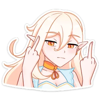🖕 2a5b9159 anime, girl, elf, sticker, middle finger, offensive, rude, gesture telegram sticker
