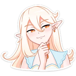 🤔 f35e87b8 anime, elf, smirk, fantasy, cute, cartoon telegram sticker