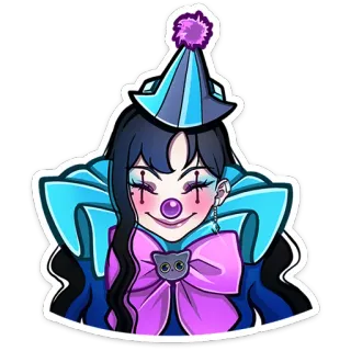 🧙 0222804a payaso, lindo, pegatina, dibujos animados, cosplay, maquillaje, sombrero de fiesta telegram sticker